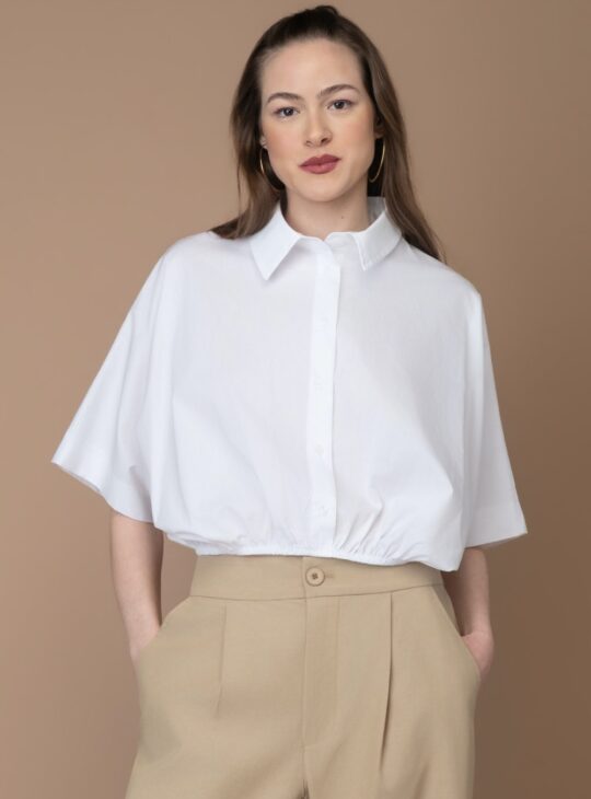 NEW AGE Πουκάμισο Κοντό Με Λάστιχο WHITE