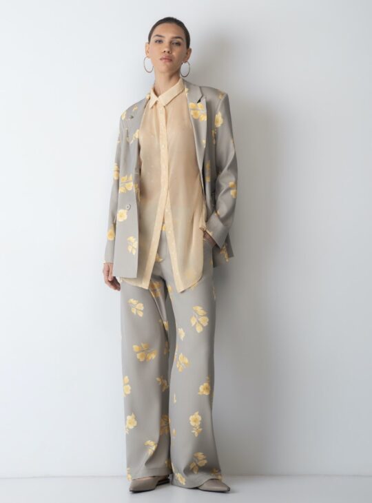 NEW AGE Παντελόνι VELINA GREY YELLOW