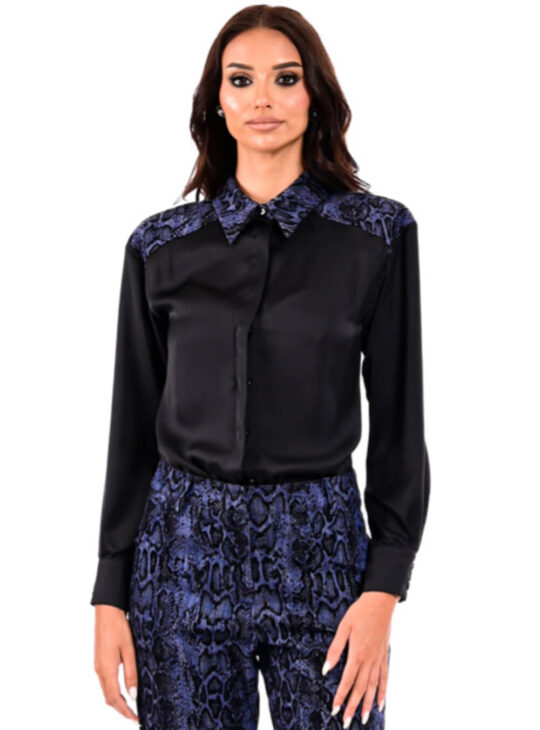 ΣΑΤΕΝ ΜΑΥΡΟ ΠΟΥΚΑΜΙΣΟ WE COSS|| ΓΥΝΑΙΚΕΙΑ ΡΟΥΧΑ||ΓΥΝΑΙΚΕΙΑ ΠΟΥΚΑΜΙΣΑ ΣΑΤΕΝ||SNAKE PRINT||ΜΑΥΡΟ ΠΟΥΚΑΜΙΣΟ ΜΕ ΜΠΛΕ||