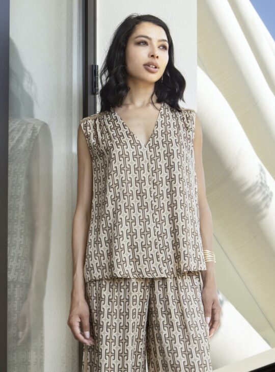 AGGEL Αμάνικη Μπλούζα Με V BRONZE