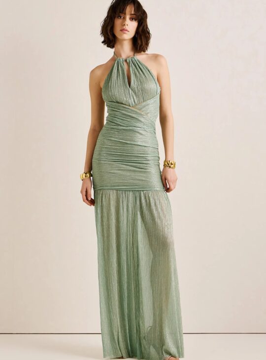 ANNA SAMOUKA Ελαστικό φόρεμα πλισέ με διαφάνεια στο τελείωμα.Ανακαλύψτε όλη τη νέα μας συλλογή σε φορέματα για γάμο-βάπτιση.