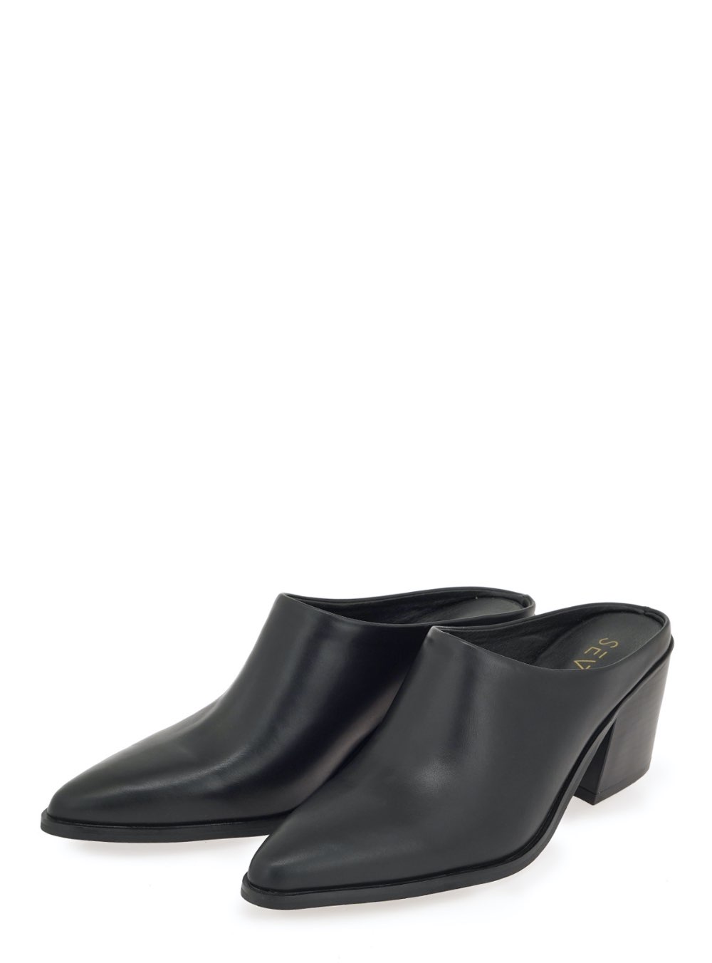 Γυναικεία δερμάτινα mules, με ύψος τακουνιού 7 εκ. SEVEN