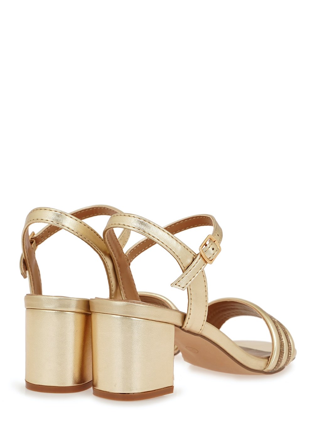 Γυναικεία πέδιλα που δένουν στον αστράγαλο, διακοσμημένα με στρας και κατασκευασμένα από συνθετικό δέρμα SEVEN. Ύψος Τακουνιού:6,5 εκ.