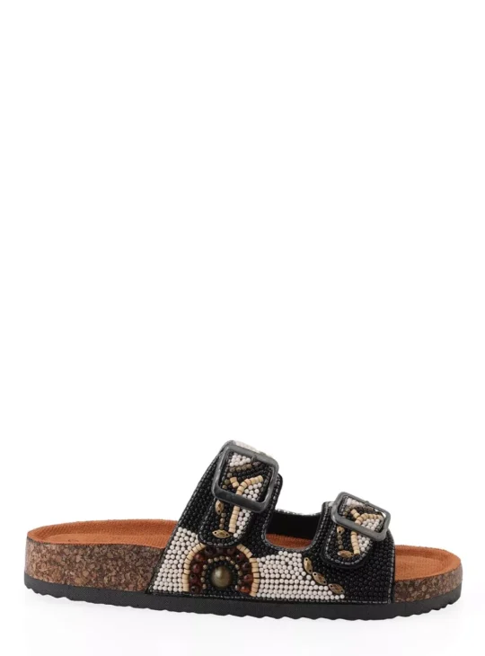 SEVEN Flat Σανδάλια Ψηφιδωτά BLACK BEIGE